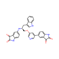 O=C1Nc2ccc(N[C@H](COc3cncc(-c4ccc5c(c4)C(=O)C(=O)N5)c3)Cc3c[nH]c4ccccc34)cc2C1=O ZINC000034803860