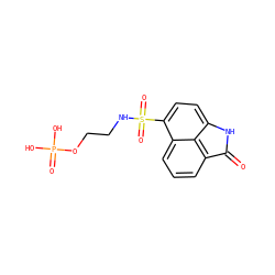 O=C1Nc2ccc(S(=O)(=O)NCCOP(=O)(O)O)c3cccc1c23 ZINC000049088853