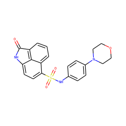 O=C1Nc2ccc(S(=O)(=O)Nc3ccc(N4CCOCC4)cc3)c3cccc1c23 ZINC000001213511