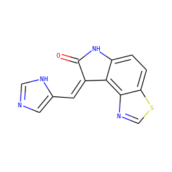 O=C1Nc2ccc3scnc3c2/C1=C/c1cnc[nH]1 ZINC001772602621