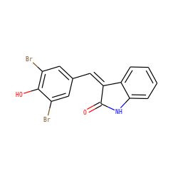 O=C1Nc2ccccc2/C1=C/c1cc(Br)c(O)c(Br)c1 ZINC000001007417