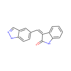 O=C1Nc2ccccc2/C1=C/c1ccc2[nH]ncc2c1 ZINC000096273709