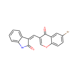 O=C1Nc2ccccc2/C1=C/c1coc2ccc(Br)cc2c1=O ZINC000299823859