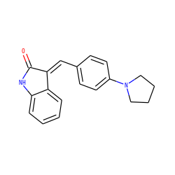 O=C1Nc2ccccc2/C1=C\c1ccc(N2CCCC2)cc1 ZINC000006346826