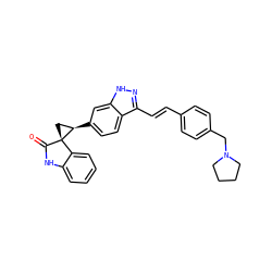 O=C1Nc2ccccc2[C@]12C[C@H]2c1ccc2c(/C=C/c3ccc(CN4CCCC4)cc3)n[nH]c2c1 ZINC000144451326