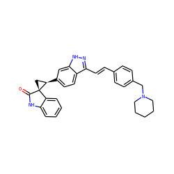 O=C1Nc2ccccc2[C@]12C[C@H]2c1ccc2c(/C=C/c3ccc(CN4CCCCC4)cc3)n[nH]c2c1 ZINC000144939486
