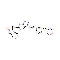O=C1Nc2ccccc2[C@]12C[C@H]2c1ccc2c(/C=C/c3cccc(CN4CCOCC4)c3)n[nH]c2c1 ZINC000098184978