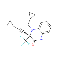 O=C1Nc2ccccc2N(CC2CC2)[C@]1(C#CC1CC1)C(F)(F)F ZINC000002008758