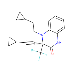 O=C1Nc2ccccc2N(CCC2CC2)[C@]1(C#CC1CC1)C(F)(F)F ZINC000014943923