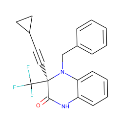 O=C1Nc2ccccc2N(Cc2ccccc2)[C@]1(C#CC1CC1)C(F)(F)F ZINC000014943916