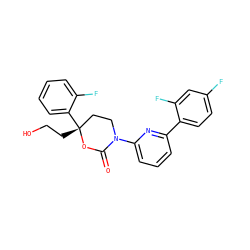 O=C1O[C@](CCO)(c2ccccc2F)CCN1c1cccc(-c2ccc(F)cc2F)n1 ZINC000096178401