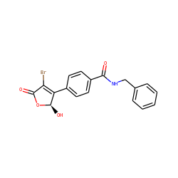 O=C1O[C@H](O)C(c2ccc(C(=O)NCc3ccccc3)cc2)=C1Br ZINC000084687783