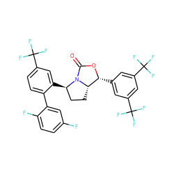 O=C1O[C@H](c2cc(C(F)(F)F)cc(C(F)(F)F)c2)[C@@H]2CC[C@@H](c3cc(C(F)(F)F)ccc3-c3cc(F)ccc3F)N12 ZINC000169709051