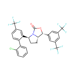 O=C1O[C@H](c2cc(C(F)(F)F)cc(C(F)(F)F)c2)[C@@H]2CC[C@@H](c3cc(C(F)(F)F)ccc3-c3ccccc3Cl)N12 ZINC000169709041