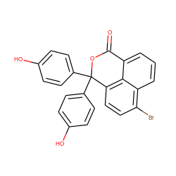 O=C1OC(c2ccc(O)cc2)(c2ccc(O)cc2)c2ccc(Br)c3cccc1c23 ZINC000013798154