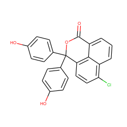 O=C1OC(c2ccc(O)cc2)(c2ccc(O)cc2)c2ccc(Cl)c3cccc1c23 ZINC000006041579