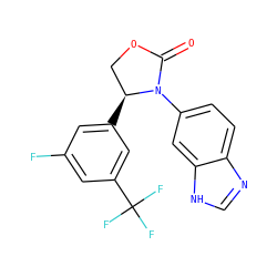 O=C1OC[C@H](c2cc(F)cc(C(F)(F)F)c2)N1c1ccc2nc[nH]c2c1 ZINC000116829003