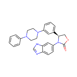 O=C1OC[C@H](c2cccc(N3CCN(c4ccccc4)CC3)c2)N1c1ccc2nc[nH]c2c1 ZINC000116194548
