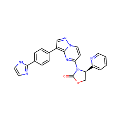 O=C1OC[C@H](c2ccccn2)N1c1ccn2ncc(-c3ccc(-c4ncc[nH]4)cc3)c2n1 ZINC000116186182