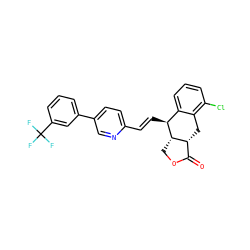 O=C1OC[C@H]2[C@@H]1Cc1c(Cl)cccc1[C@@H]2/C=C/c1ccc(-c2cccc(C(F)(F)F)c2)cn1 ZINC000028823193