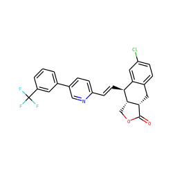 O=C1OC[C@H]2[C@@H]1Cc1ccc(Cl)cc1[C@@H]2/C=C/c1ccc(-c2cccc(C(F)(F)F)c2)cn1 ZINC000028823192