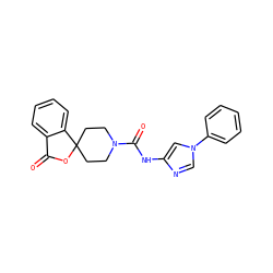 O=C1OC2(CCN(C(=O)Nc3cn(-c4ccccc4)cn3)CC2)c2ccccc21 ZINC000040430844