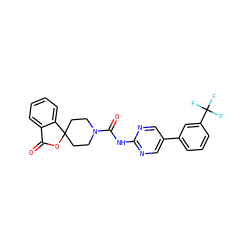 O=C1OC2(CCN(C(=O)Nc3ncc(-c4cccc(C(F)(F)F)c4)cn3)CC2)c2ccccc21 ZINC000034000148