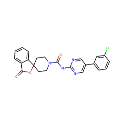 O=C1OC2(CCN(C(=O)Nc3ncc(-c4cccc(Cl)c4)cn3)CC2)c2ccccc21 ZINC000034012514