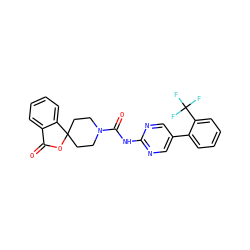 O=C1OC2(CCN(C(=O)Nc3ncc(-c4ccccc4C(F)(F)F)cn3)CC2)c2ccccc21 ZINC000040975966