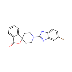O=C1OC2(CCN(c3nc4cc(Br)ccc4[nH]3)CC2)c2ccccc21 ZINC000040974895