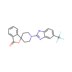 O=C1OC2(CCN(c3nc4cc(C(F)(F)F)ccc4[nH]3)CC2)c2ccccc21 ZINC000034229645