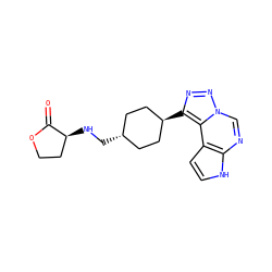 O=C1OCC[C@@H]1NC[C@H]1CC[C@H](c2nnn3cnc4[nH]ccc4c23)CC1 ZINC001772629779