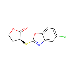 O=C1OCC[C@@H]1Sc1nc2cc(Cl)ccc2o1 ZINC000002725898