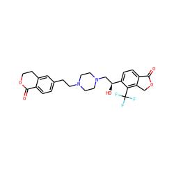 O=C1OCCc2cc(CCN3CCN(C[C@H](O)c4ccc5c(c4C(F)(F)F)COC5=O)CC3)ccc21 ZINC000205494451