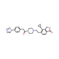 O=C1OCc2c1ccc(CCN1CCN(C(=O)Cc3ccc(-n4cnnn4)cc3)CC1)c2C1CC1 ZINC000096286293