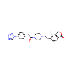 O=C1OCc2c1ccc(CCN1CCN(C(=O)Cc3ccc(-n4cnnn4)cc3)CC1)c2F ZINC000096286283
