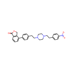 O=C1OCc2c1cccc2-c1ccc(CCN2CCN(CCc3ccc([N+](=O)[O-])cc3)CC2)cc1 ZINC000095559204