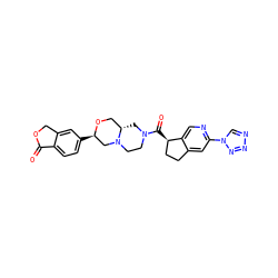 O=C1OCc2cc([C@@H]3CN4CCN(C(=O)[C@@H]5CCc6cc(-n7cnnn7)ncc65)C[C@H]4CO3)ccc21 ZINC000148950777