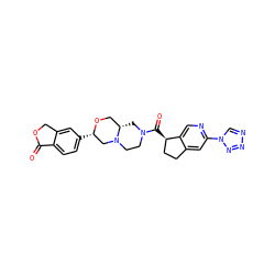 O=C1OCc2cc([C@H]3CN4CCN(C(=O)[C@@H]5CCc6cc(-n7cnnn7)ncc65)C[C@H]4CO3)ccc21 ZINC000096921711
