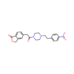 O=C1OCc2cc(CC(=O)N3CCN(CCc4ccc([N+](=O)[O-])cc4)CC3)ccc21 ZINC000096286280