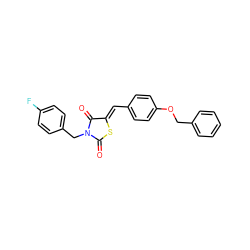 O=C1S/C(=C\c2ccc(OCc3ccccc3)cc2)C(=O)N1Cc1ccc(F)cc1 ZINC000003002717