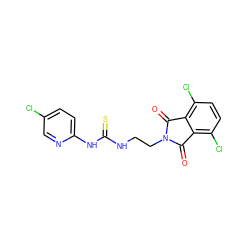 O=C1c2c(Cl)ccc(Cl)c2C(=O)N1CCNC(=S)Nc1ccc(Cl)cn1 ZINC000013759890
