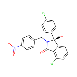 O=C1c2c(Cl)cccc2[C@@](O)(c2ccc(Cl)cc2)N1Cc1ccc([N+](=O)[O-])cc1 ZINC000142295138