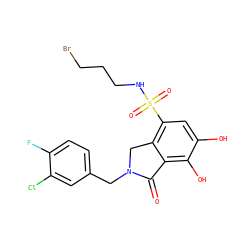 O=C1c2c(O)c(O)cc(S(=O)(=O)NCCCBr)c2CN1Cc1ccc(F)c(Cl)c1 ZINC000095564029