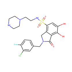 O=C1c2c(O)c(O)cc(S(=O)(=O)NCCN3CCNCC3)c2CN1Cc1ccc(F)c(Cl)c1 ZINC000095559066