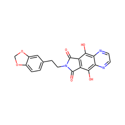 O=C1c2c(c(O)c3nccnc3c2O)C(=O)N1CCc1ccc2c(c1)OCO2 ZINC000013612257