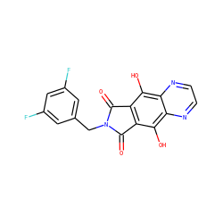 O=C1c2c(c(O)c3nccnc3c2O)C(=O)N1Cc1cc(F)cc(F)c1 ZINC000013612291