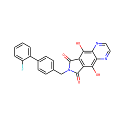 O=C1c2c(c(O)c3nccnc3c2O)C(=O)N1Cc1ccc(-c2ccccc2F)cc1 ZINC000013612321