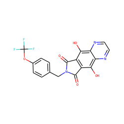 O=C1c2c(c(O)c3nccnc3c2O)C(=O)N1Cc1ccc(OC(F)(F)F)cc1 ZINC000013612278