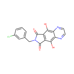 O=C1c2c(c(O)c3nccnc3c2O)C(=O)N1Cc1cccc(Cl)c1 ZINC000013612296